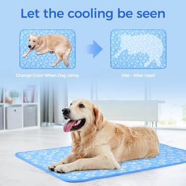 Rywell Upgrade Self-Cooling Mat for Dogs Extra Large, 44'' x 32'' - Endothermic Color Changing Arc-Chill Cooling Fiber - Washable Non-Toxic Summer Pet Outdoor Bed, Non-Slip&Foldable - Image 2