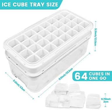 Ice Trays for Freezer with Lid and Bin,Ice Cube Trays for Freezer with 2 Trays,Easy Release 64 Pcs Ice for Chilling Cocktails Whiskey, BPA Free (Black) - Image 3