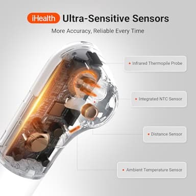 iHealth No-Touch Forehead Thermometer for Adults, Kids, Babies - 1s Fast Accurate, 3 Ultra-Sensitive Sensors, Quiet Vibration Feedback, Digital Large LED Digits, Easy to Use for Home & Nurses, PT3 - Image 3