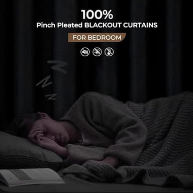 INOVADAY Pinch Pleated Curtains, 100% Light Blocking Linen Pinch Pleat Blackout Curtains for Bedroom, Thermal Insulated Blackout Drapes 2 Panels Set for Living Room - Sand Beige, W40 x L108 - Image 4