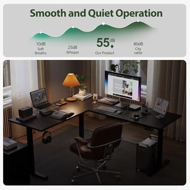 Agilestic L Shaped Standing Desk Adjustable Height, Electric Corner Standing Desk, 63 x 55 inch Sit Stand Computer Table with Splice Board, Gaming Table, Black - Image 8