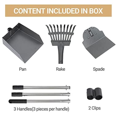 Heeyoo Dog Pooper Scooper, Dog Poop Tray and Rake Set, Pet Waste Removal Scoop with Long Adjustable Sectional Stainless Handles - Image 5