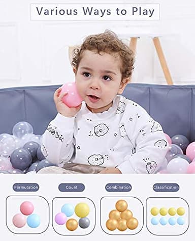 MoonxHome Ball Pit Balls for Toddlers, BPA Free Crush Proof Plastic Toy Balls for Ball Pit, Children's Pool Water Toys, Ideal Gift for Christmas Balls for Play Tent 2.15" Pack of 100 White&Green&Blue - Image 7