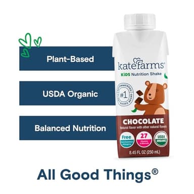 KATE FARMS Organic Kids Nutrition Shake, Chocolate, 8g of protein, 27 Vitamins and Minerals, Meal Replacement Drink, Protein Shake, Gluten Free, Non-GMO, 8.45 Fl oz (Pack of 12) - Image 7