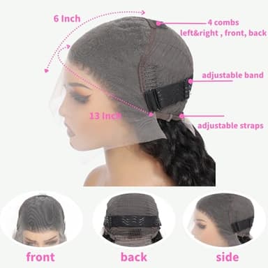 SEEBTWMS 32 Inch Water Wave Lace Front Wigs Human Hair 13x6 Deep Part Curly Wig for Women 200 Density Water Wave Frontal Wigs Human Hair Pre Plucked - Image 3