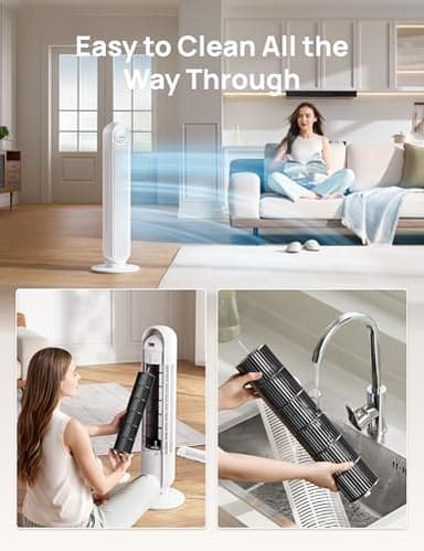 Dreo Tower Fan for Bedroom, 25ft/s Velocity Quiet Floor Fan, 90° Oscillating Fans for Indoors with 4 Speeds, 4 Modes, 8H Timer, Standing Fans, Bladeless Fan, White, Nomad One (DR-HTF007) - Image 6