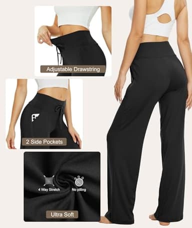 TNNZEET 3 Pack Women's Wide Leg Pants with Pockets - Casual Loose Yoga Trouser Pants Sweatpants Palazzo Lounge Pajama Pants - Image 4