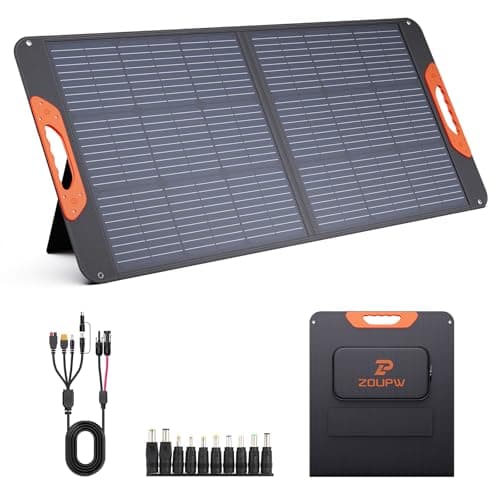 ZOUPW 100W Portable Solar Panel,Camping Essentials, 20V ETFE Foldable Solar Charger for Power Station,QC3.0 USB-A &Type-C Output,23.5% High Efficiency IP67 Waterproof for Camping RV Hurricane - Image 1