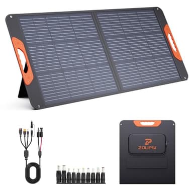 ZOUPW 100W Portable Solar Panel,Camping Essentials, 20V ETFE Foldable Solar Charger for Power Station,QC3.0 USB-A &Type-C Output,23.5% High Efficiency IP67 Waterproof for Camping RV Hurricane - Image 1