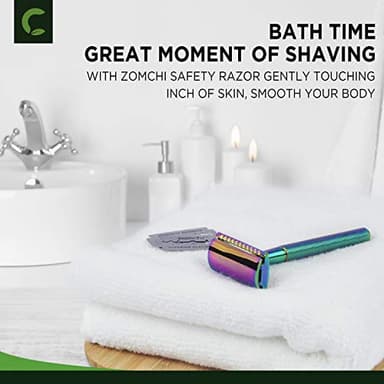 Safety Razor for Women,Safety Razor with 5 Blades,Women Razor with a Delicate Box,Free of Plastic (Stand Style Rainbow Razor) - Image 4