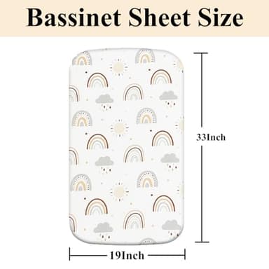 4 Pack Bassinet Sheets (19" x 33"), Compatible with Baby Delight Beside Me Dreamer and Dream On Me Skylar/Lotus/Traveler Baby Bassinet, Soft and Skin-Friendly, Mint Green and Color Rainbow - Image 5