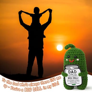 MAMAGIFTREE Christmas Dad Gifts from Daughter or Son, Birthday Gifts for Dad - I Love Best Dad Ever Gifts Thank You Daddy Gift Funny Handmade Crochet Pickle Plush Fathers Day Gifts - Image 6