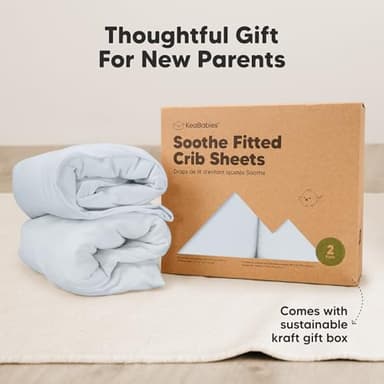 KeaBabies 2-Pack Organic Crib Sheets for Boys, Girls - 52x28 Fitted Crib Mattress Sheet Neutral, Breathable Jersey Cotton Cover for Baby Bed, Toddler Mattress, Soft & Cute Prints (Hazy) - Image 9