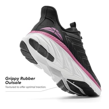 ALLSWIFIT Women's Slip On Walking Shoes Running Comfortable Tennis Breathable Non Slip Athletic Gym Workout Cross Training Fashion Sneakers,Size 7.5,Black/Fuchsia,SARR034W - Image 5