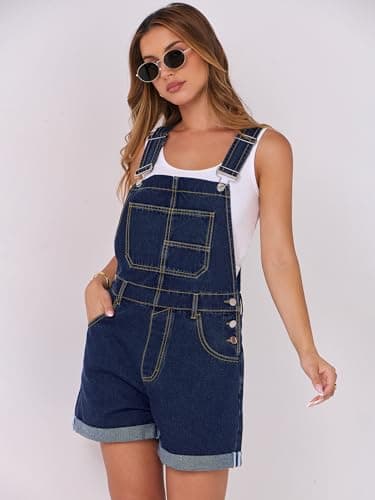 ANRABESS Overalls for Women Denim Shorts Overalls 2025 Summer Casual Loose Fit Adjustable Rompers Jean jumpsuit Bib Shortalls Washed Nightfall Blue X-Small - Image 7