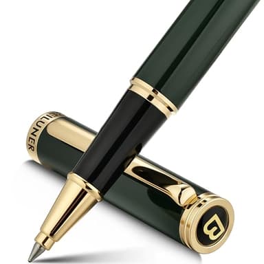 BEILUNER Luxury Rollerball Pen, Stunning Green Lacquer with 24K Gold Trim,Noble and Elegant Designs,Schneider Ink Refill, Best Gift Set for Men & Women, Refillable, Executive Writing, Nice Pens - Image 1