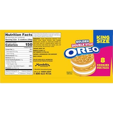 OREO Double Stuf Golden Sandwich Cookies, King Size, 12 Snack Packs (8 Cookies Per Pack) - Image 3