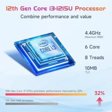 NIMO 17.3" IPS FHD-Laptop, Intel 6 Cores i3-1215U 64GB RAM 1TB SSD (Beat Ryzen 5 7520U, Up to 4.4GHz) Computer with 65W GaN Type C Backlit Keyboard Fingerprint, for Home Student and Business Gray - Image 2