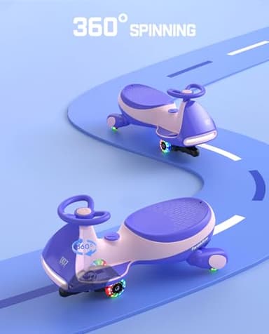 FanttikRide N7 Pro Electric Wiggle Car with Pedal, Rechargeable Battery, CyberWiggle, 2 in 1 Swing Car, 2 Speed, Anti-Rollover, Flashing Wheels, Bluetooth, for Ages 3 and Up, 150 Lbs, Pink - Image 8