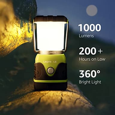 LE 1000LM Battery Powered LED Camping Lantern, Waterproof Tent Light with 4 Light Modes, Camping Essentials, Portable Lantern Flashlight for Camping, Emergency Light, Power Outages, Not Rechargeable - Image 3
