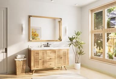 TETOTE 60 x 36 Natural Wood Mirror for Bathroom Wall/Bedroom/Living Room/Entryway Farmhouse Rustic Bathroom Vanity Mirror for Wall Waterproof (Horizontal/Vertical Mounted) - Image 7