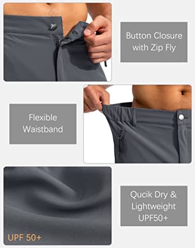 Pudolla Men's Hiking Cargo Shorts 9" Lightweight Outdoor Work Shorts for Men Travel Golf Camping Casual with 5 Zipper Pockets(Deep Grey Large) - Image 5