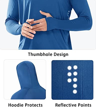 NORTHYARD Men's UPF 50+ Hoodie Shirts Long Sleeve Sun Protection Fishing Swim Lightweight UV SPF Running Rash Guard Quick Dry RoyalBlue 4XL - Image 4
