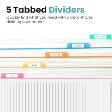 Large Spiral Lined Notebooks for Work With Removable Dividers & Tabs, 8.5"x11" Hardcover 5 Subject Notebook for Note Taking & Organizer, A4 College Ruled Journal for Women & Writing, Aquamarine, 280 Pages - Image 3