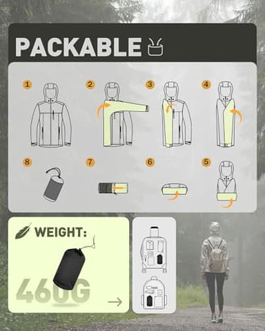 33,000ft Packable Rain Jacket Women Lightweight Waterproof Raincoat with Hood Cycling Bike Jacket Windbreaker - Image 5