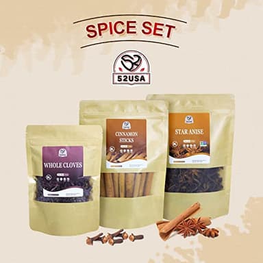 52USA Cinnamon Sticks, Star Anise, Whole Cloves - 4oz Each, All Natural Spice Set, No Preservatives, Perfect Kitchen Refill, Spice Gift Set - Image 8