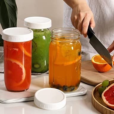 AOZITA [10 Pack] WIDE Mouth Mason Jar Lids for Ball, Kerr and More - White Plastic Storage Caps for Mason/Canning Jars - Leak-Proof, Dishwasher Safe & Food Grade - Image 7