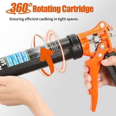 Holothurian Caulking Gun, No-Drip Hand Caulk gun, Silicone Gun with Comfort Grip, 1/10 Gallon Cartridge, 12:1 Thrust Ratio, Built-in Seal Puncture Tool, and Two Nozzles and Scraper - Image 5