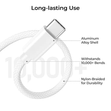 Basesailor Car Carplay Cable for iPhone 17 16 Pro Max,USB A to USB C Car Charger Cord 3.3FT 2Pack for iPad Pro 10th Mini 7th 6th Air 5th 4th Generation,Samsung S24 S23 S22 S21 FE Plus Ultra,A52 A53 - Image 3