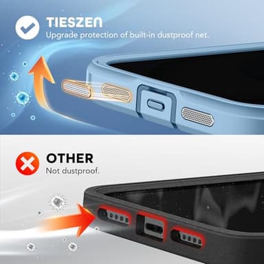 TIESZEN for iPhone 15 Case, Compatible with MagSafe, Built-in Privacy Screen Protector and Camera Protection, Anti Spy Full Body Dustproof Shockproof Hard Phone Case 6.1", Sky Blue - Image 7