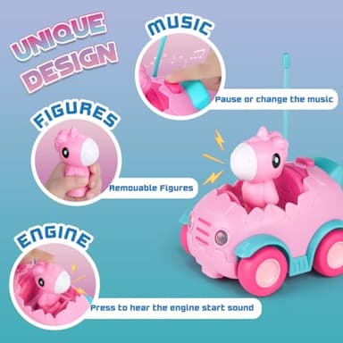 Nueplay Remote Control Car for Toddler Age 2 3 4 5, Electric RC Toys with Light & Music, Toddler Toys, Race Vehicles, Horse Figures Truck, Christmas Birthday Gift for Baby Girls, Pink - Image 4