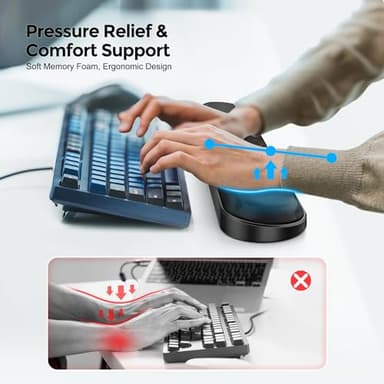 AboveTEK Keyboard Wrist Rest – Adjustable Angle & 25-Inch Length, Foldable Ergonomic Memory Foam Support for Computer, Laptop & Gaming – Non-Slip, Relieves Forearm & Elbow Pain for Typing & Mouse Use - Image 3