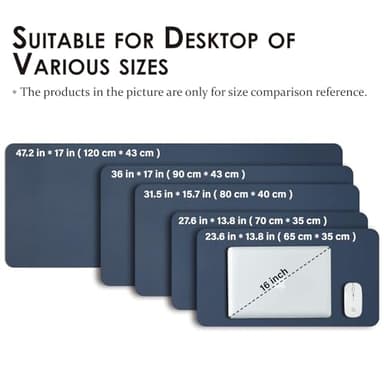 Leather Desk Mat - Non-Slip PU Desk Pad for Office and Home - Desk Organization and Accessories - Ideal for Large Mouse Pad and Desk Mats on Top of Desks (Dark Blue,31.5"x 15.7") - Image 5