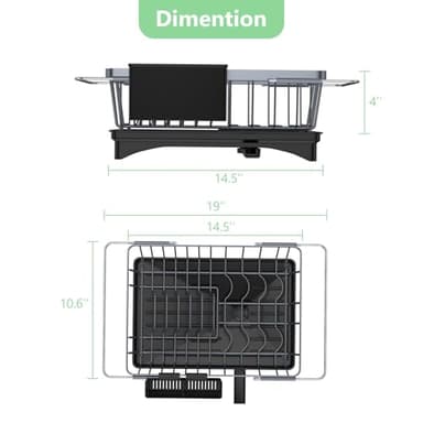 LEMIKKLE Sink Dish Drying Rack - Expandable Small Dish Rack Over Sinks with Drying Tray, Dish Drainer for Kitchen Counter with Cutlery Holder, Drying Rack Fit for 14’’-19’’ Kitchen Sink - Image 7