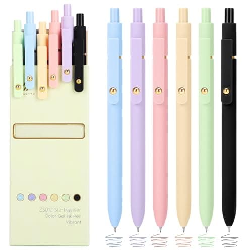 Ddaowanx Colored Gel Pens, 0.5mm Fine Point Retractable,Colorful Pens for Journaling,School Supplies, Gifts for Nurse and Teens, Stockings Stuffers for Women(6Pcs-Aesthetic Colors) - Image 1