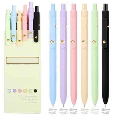 Ddaowanx Colored Gel Pens, 0.5mm Fine Point Retractable,Colorful Pens for Journaling,School Supplies, Gifts for Nurse and Teens, Stockings Stuffers for Women(6Pcs-Aesthetic Colors) - Image 1