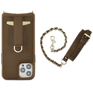Vaultskin Victoria Crossbody iPhone Leather Wallet Case, Fashionable Bumper for Cards and Cash - Holds up to 8 Cards (Brown - Chain Strap, iPhone 12/12 Pro) - Image 9
