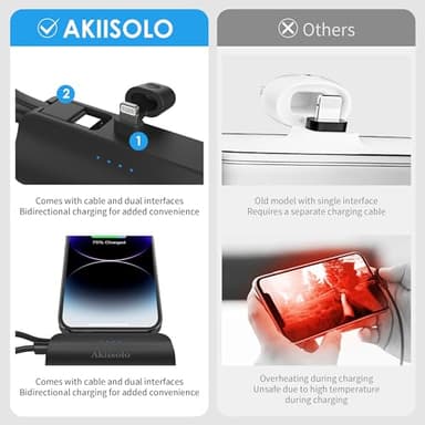 Portable Charger Power Bank For iPhone With Dual Infterface, Real 5000mAh , Mini Phone Charger Battery Pack Fast Charging Compatible with iPhone 15/14/14 Pro Max/14 Plus/13/12/11/X/8/7/6, More (Black) - Image 5