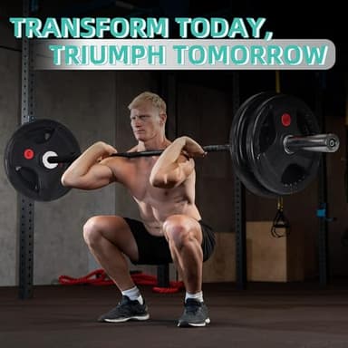 Fitvids Olympic Cast Iron 2-Inch Weight Plates Including 5FT Olympic Barbell Bar & Safely Locks, 100 Pounds Set (85 Lbs Plates + 15 Lbs Barbell Bar), Multiple Packages - Image 7