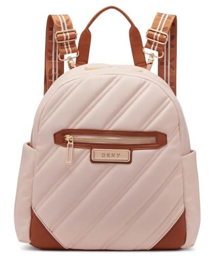 DKNY Solid Softside Backpack with Adjustable Straps, Rosewater, 14" - Image 1