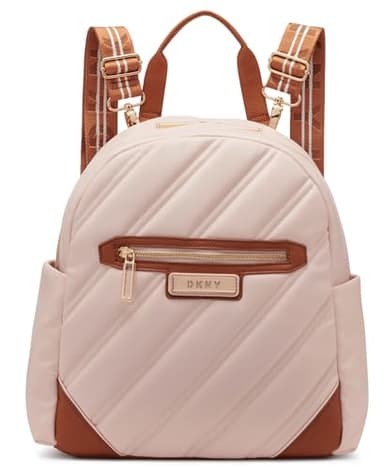 DKNY Solid Softside Backpack with Adjustable Straps, Rosewater, 14" - Image 1