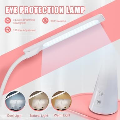 Rengue Kids Desk and Chair Set, Height Adjustable Children School Functional Study Desk with 55° Tiltable Desktop, 3 Modes & Brightness LED Light, Storage Drawer & Metal Hook for Boys Girls (Pink - Image 5