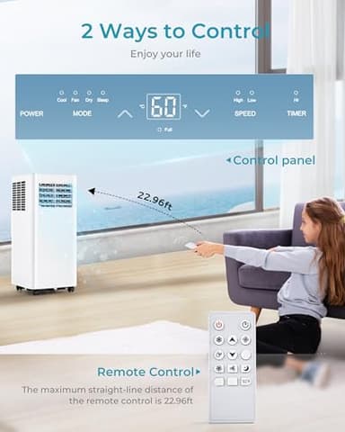 EUHOMY 10000 Btu Portable Air Conditioners, 4 in 1 Portable AC with Cool, Dry, Fan, Sleep Modes, Room Air Conditioners with 52dB & 24H Timer, with Remote, for Bedroom, Rooms, Apartment up to 450 Sq.Ft - Image 5