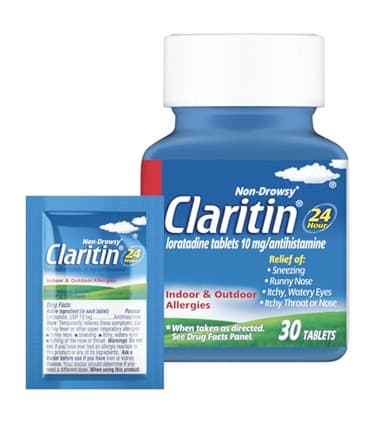 Claritin Allergy Medicine for Adults, 24-Hour Non-Drowsy Loratadine 10mg Pills, Antihistamine, 30 Tablets + 1ct On-The-Go Relief - Image 1