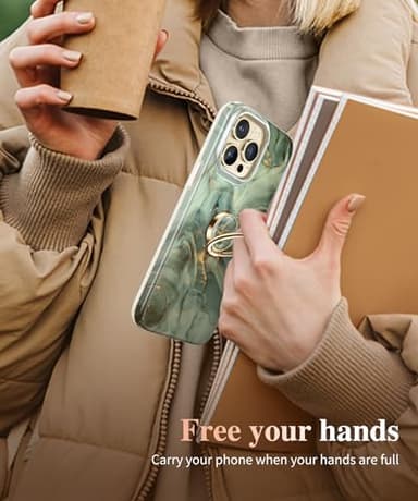 GVIEWIN Marble Cell Phone Ring Holder, Metal Kickstand Grip 360° Rotation Compatible with iPhone 17/16/15/14/Pro Max/Air/Plus Series & Galaxy S25/S24 Ultra and Other Phones (Desert Dream/Green) - Image 6
