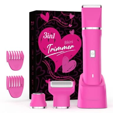 Electric Razors for Women - IPX7 Waterproof Pubic Hair Remover for Shower & Travel, 3-in-1 Bikini Trimmer with Body/Round/Curved Heads, Hypoallergenic Foil & Ceramic Blades, Self-Care Gifts for Her - Image 9